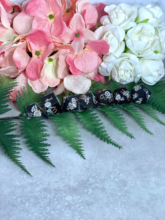 Black | Filigree Dice | 7 Piece Polyhedral Set