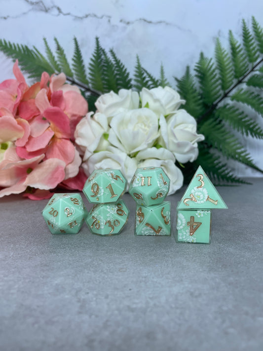 Mint | Filigree Dice | 7 Piece Polyhedral Set