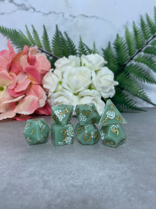 Sea Foam | Filigree Dice | 7 Piece Polyhedral Set