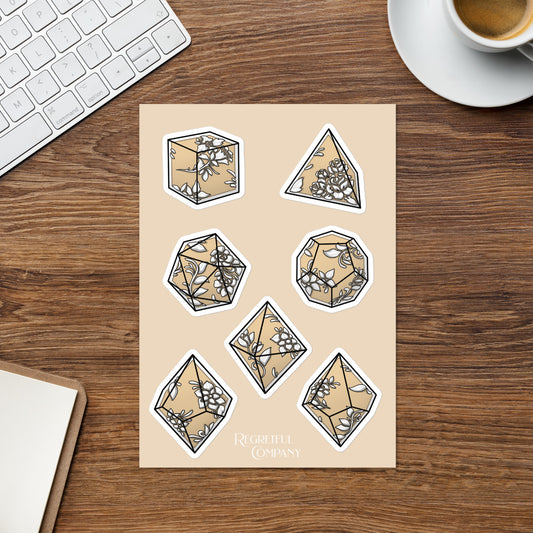 Peach Filigree Dice Set A5 Sticker Sheet