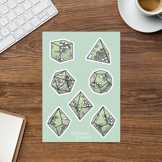 Mint Filigree Dice Set A5 Sticker Sheet