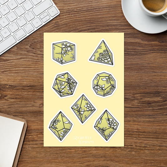 Lemon Filigree Dice Set A5 Sticker Sheet