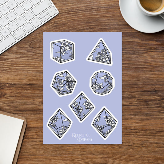 Lavender Filigree Dice Set A5 Sticker Sheet